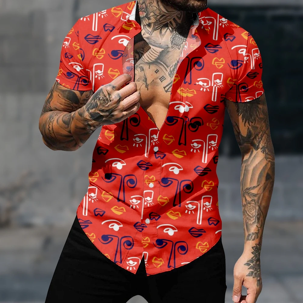 

Hawaiian Shirt For Men's Fashion Style Abstract Print Shirt 3D Print Cozy Casual Short Sleeve Beach Oversized Clothes