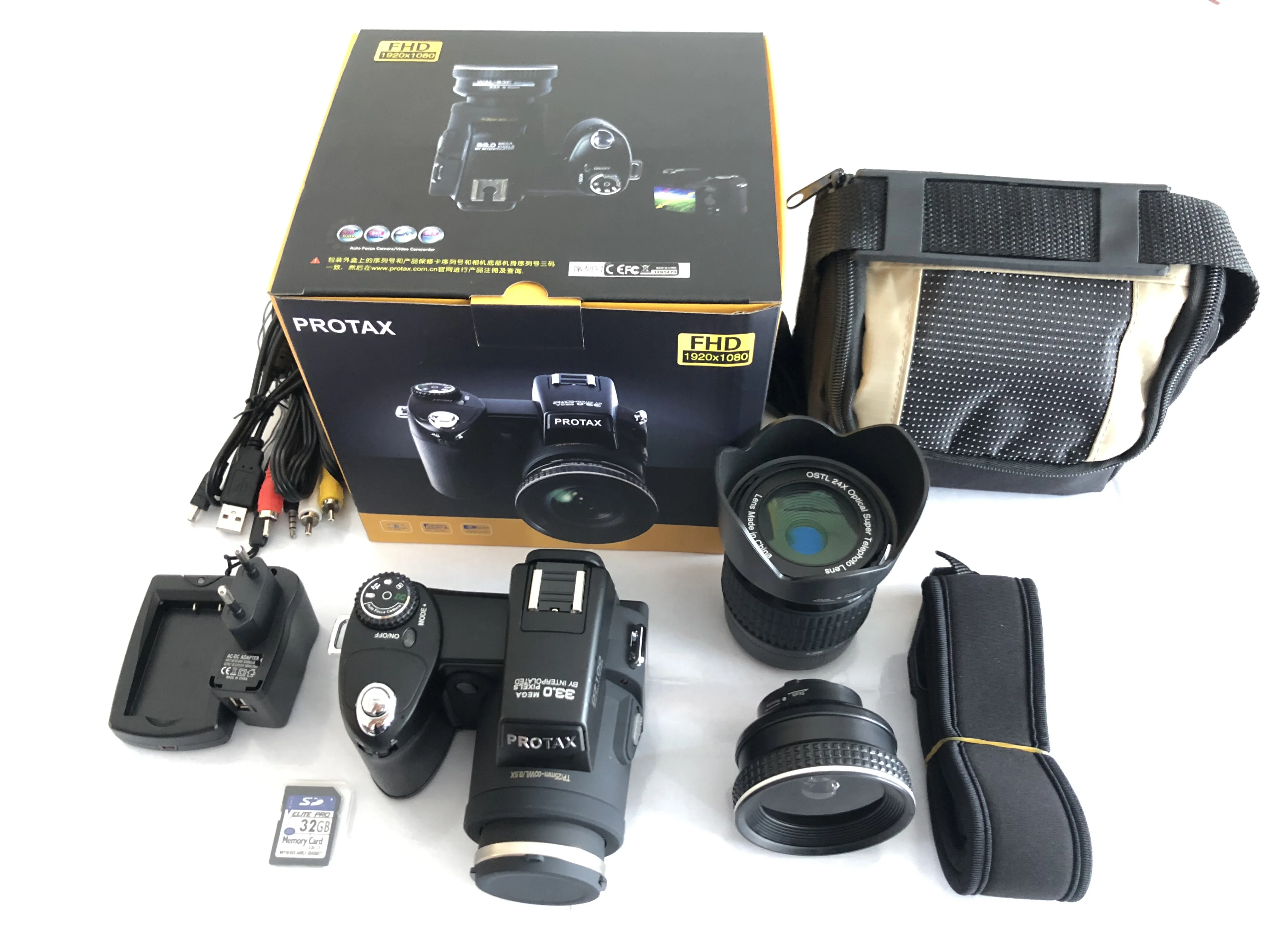 HD Protax D7100 Digital Camera 33.0MP Auto Focus Professional SLR Three Lens Rope 24X Optical Zoom With Camera Bag