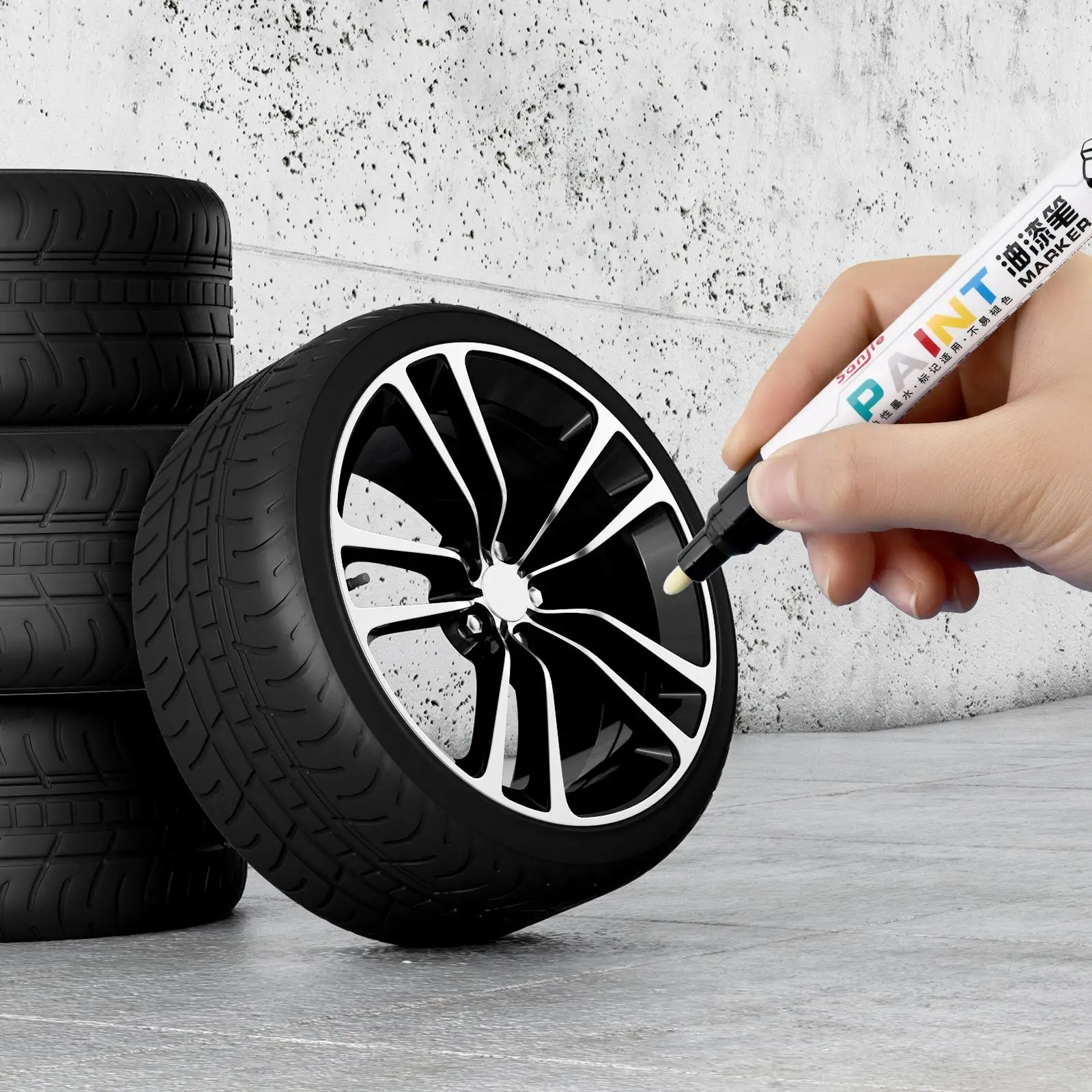 1pcs White Waterproof Cars Wheel Tire Oily Mark Pen Auto Rubber Tyre Paint Pen CD Metal Permanent Paint Marker Graffiti Touch Up