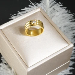 New Design Cast Smooth Zirconium Ring for Women Fashion Minimalist Layering Metal Ring Stainless Steel Finger Jewelry Wholesale