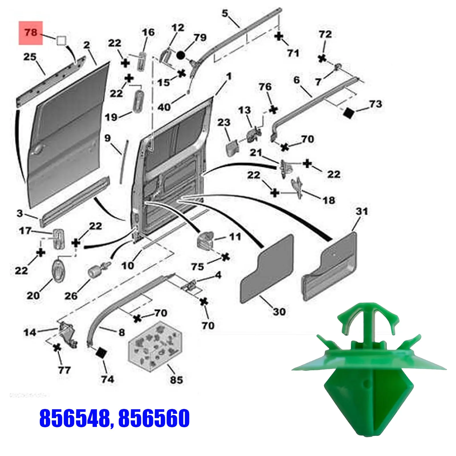 856560 856548 Door Trim Panel Mounting Clips Side Body Moulding Strip Trim Clips For Peugeot Expert Traveller Citroën C4 Jumpy