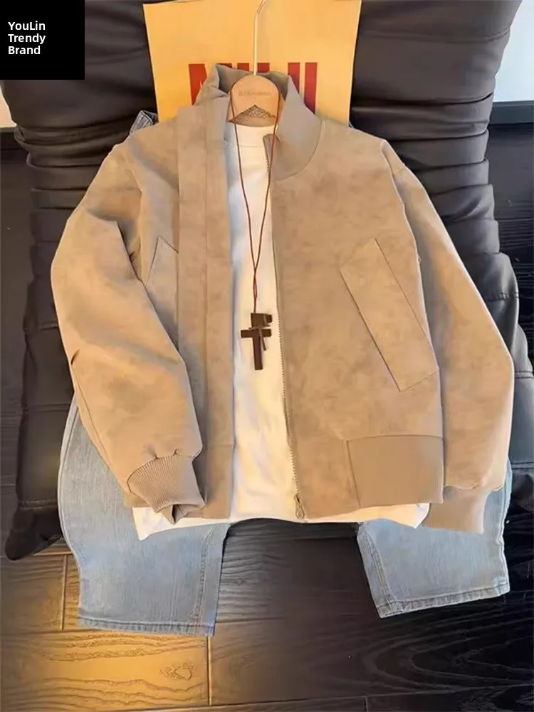 

Мужская зимняя куртка из искусственной кожи с подкладкой, на молнии, в стиле бейсбольной куртки, цветная