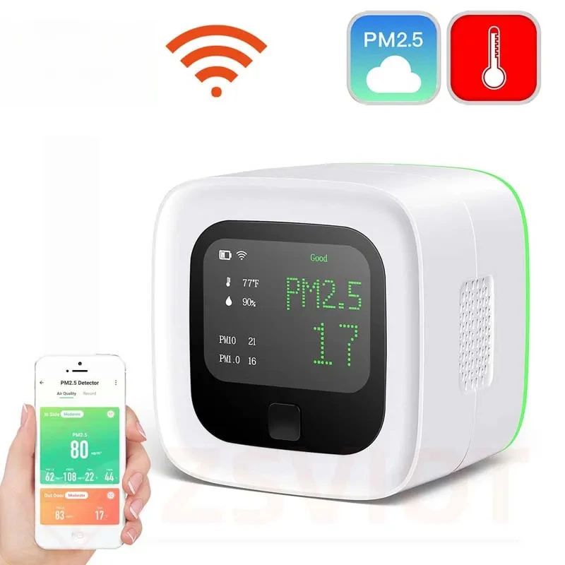 LEDEAST ZSWKD Tuya Smart WIFI Umwelt Detektor Messen PM2,5 Temperatur Und Feuchtigkeit Steuerung Innen Luft Qualität Monitor