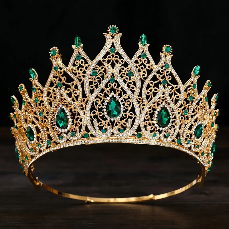 Baroque Vintage Water Drop Bridal Crown Princess Big Tiaras for Party Birthday Wedding Dress Hair Jewelry Pageant Headwear
