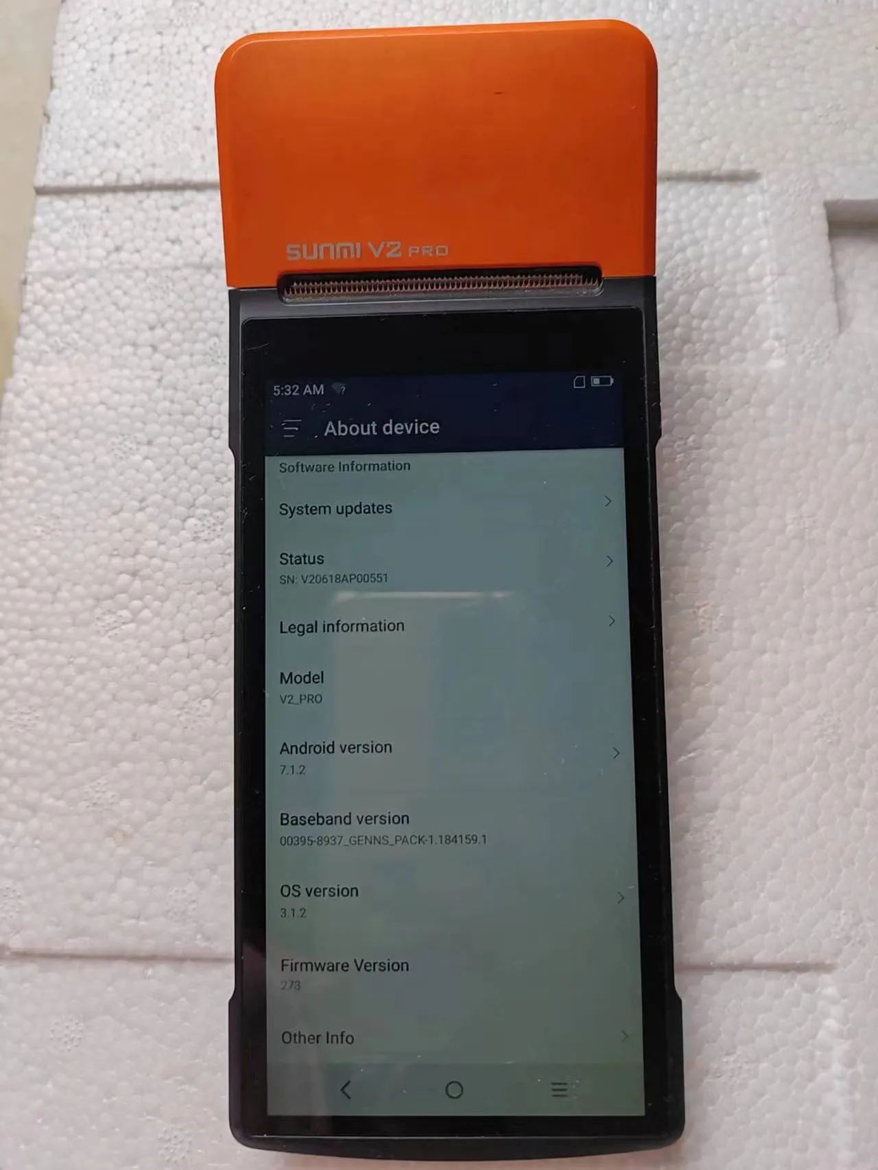 Terminal POS V2 Pro Android 7.1 usado construído na impressora sem função NFC com Wifi 4G 1 + 8 Ram