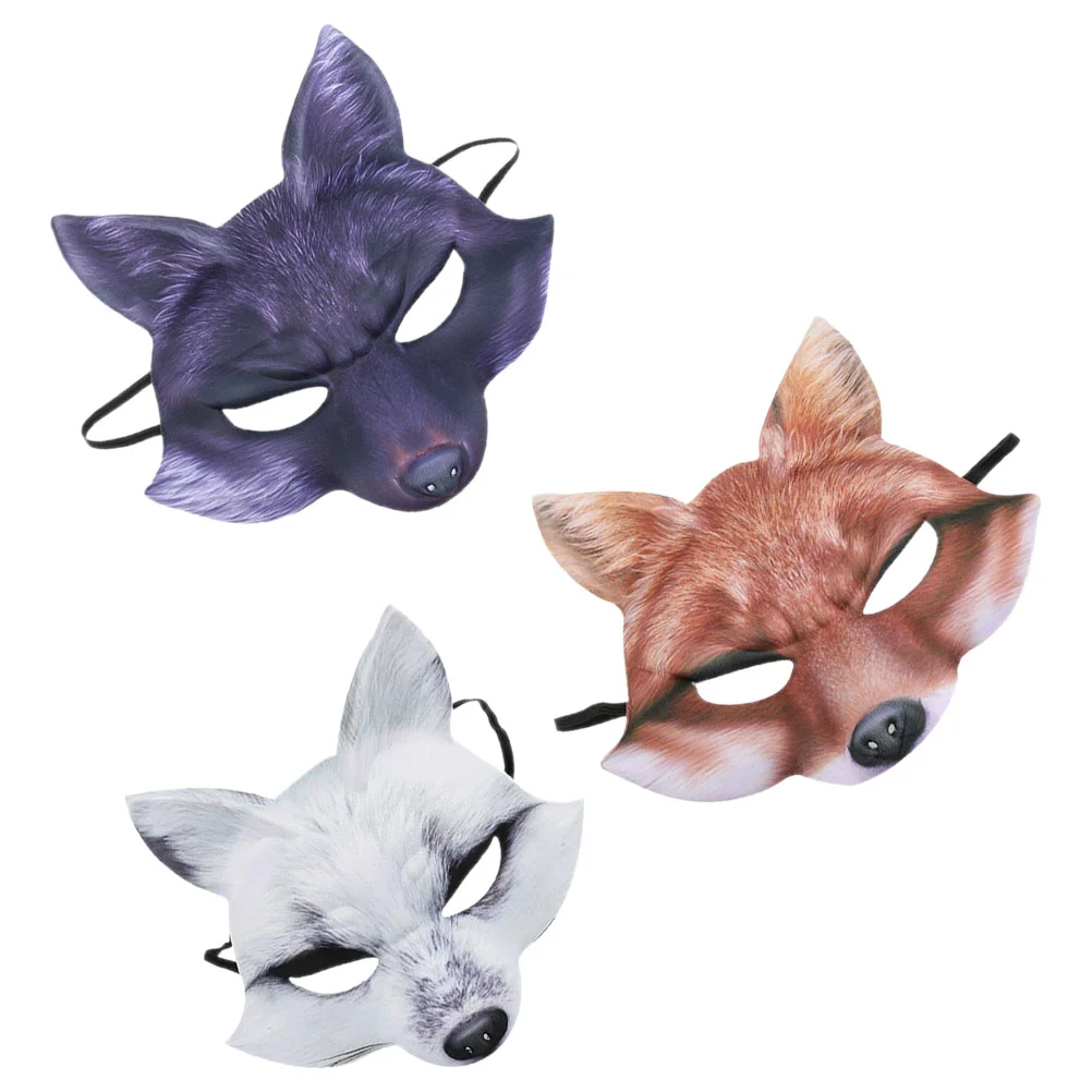 3 Pcs Halloween Fox Mask Holiday Party Costume Masks Decorate Masquerade Decorations for Festival Eva Man Costumes