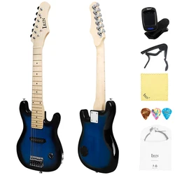 Children Electric Guitar 6 String 30 Inch 21 Frets Maple Wood Electric Guitar Guitarra with Guitar Parts & Accessories