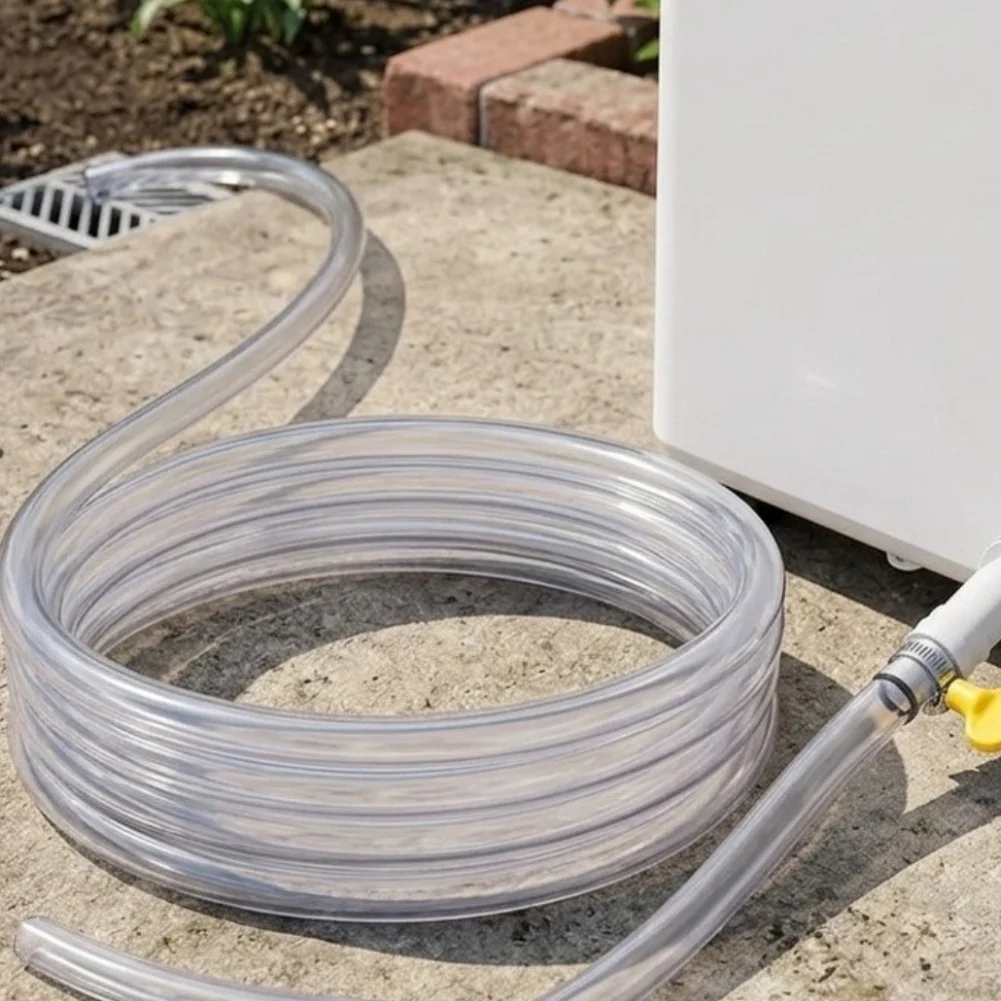 Portable 10ft AC Drain Hose System with Magnetic Adapter Clear PVC Tube and Stainless Steel Clamp for Easy Setup