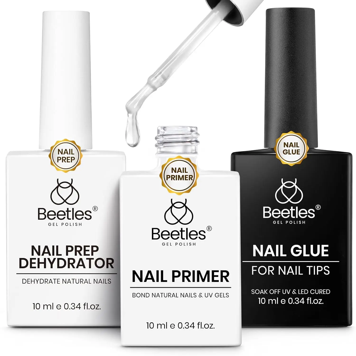 

Gel Nail Glue Dehydrator and Primer Kit, Acid-Free Hema-Free 9 in 1 Nail Prep Set for Press On Nails Tips Extension,