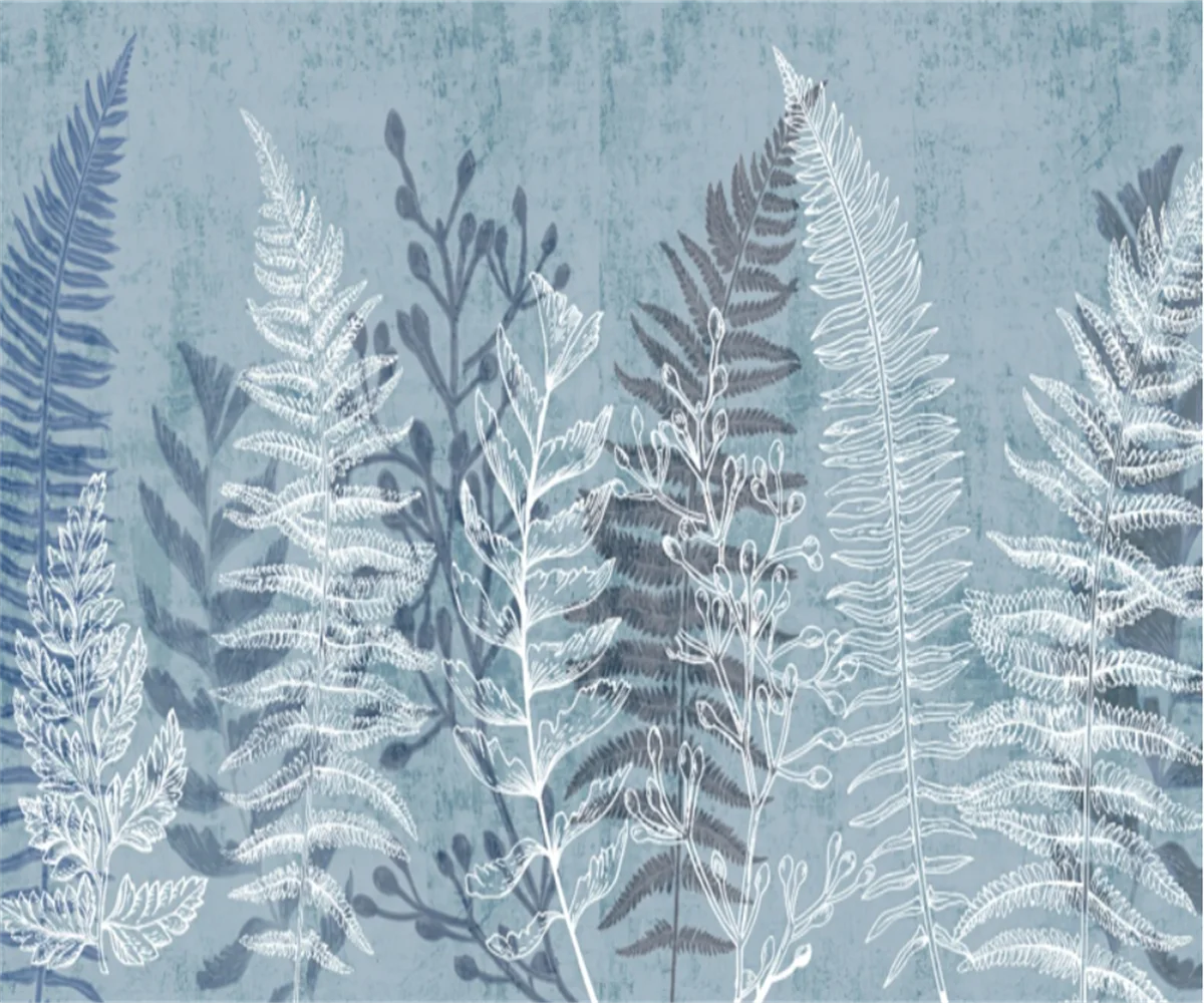 Custom home background wall 3d wallpaper Nordic modern simple tropical plant line drawing leaf photo wallpaper Rainforest  mural