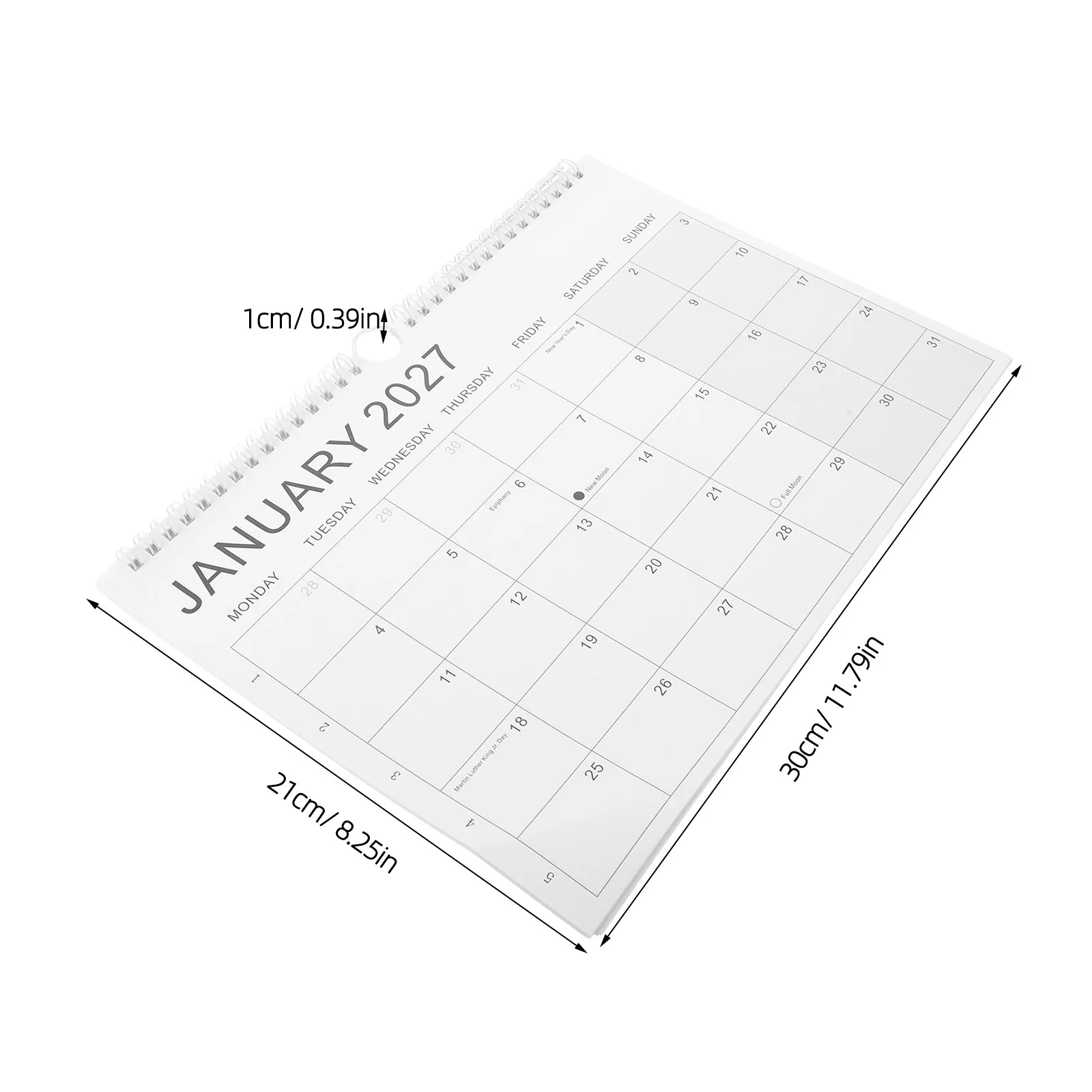 2027-2028 Monthly Wall Calendar January 2027 June 2028 Twin Wire Binding A4 Landscape Format Portable for Home Office