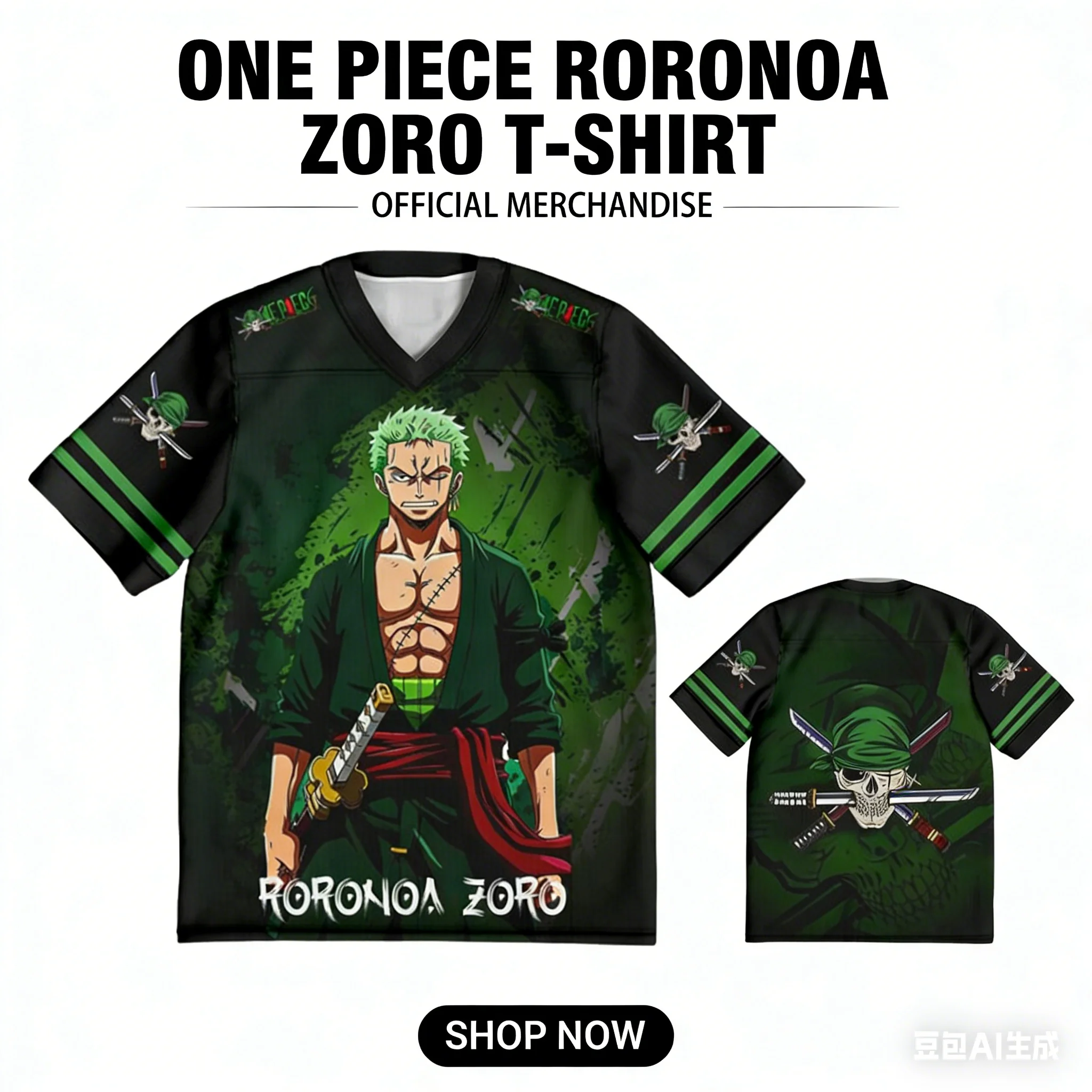 One Piece Zoro Anime Y2k Koreanischer Stil Baseball Hockey T-Shirt Retro Trikot Mode Streetwear Anime Alltags-Unisex-Oberteile Tees