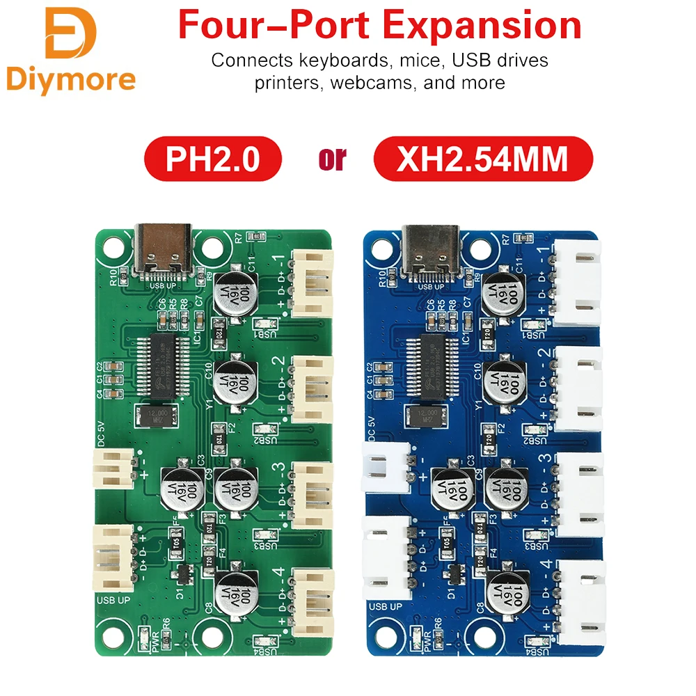 DC 5V 1-to-4-Port HUB Module USB 2.0 Hub Free Drive USB Splitter Electronic Development Expansion Board PH2.0 Interface