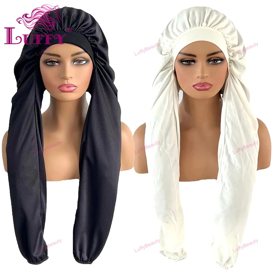 

Pantyhose Sleeping Bonnet for Long Braids & Hair Elastic Satin Adjustable, Long Hair Bonnets for Sleeping, Bonnet for Braids