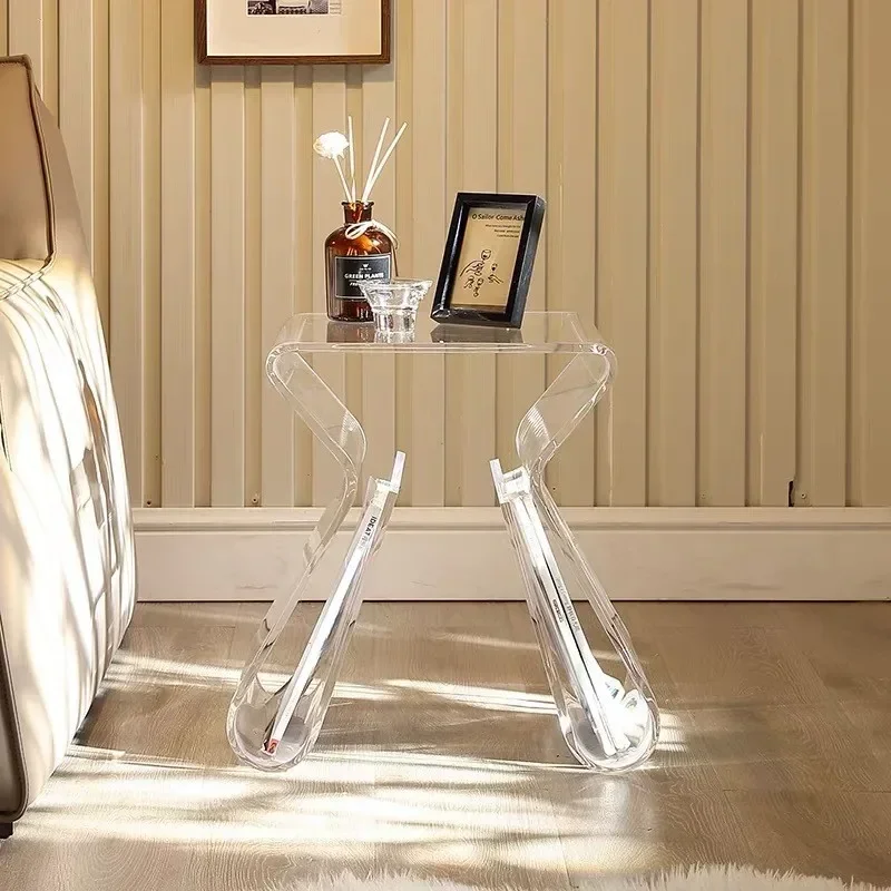 Acrylic Transparent Sofa Side Table Home Light Luxury Coffee Corner Table Designer House Minimalist Bedside Small Table image 4
