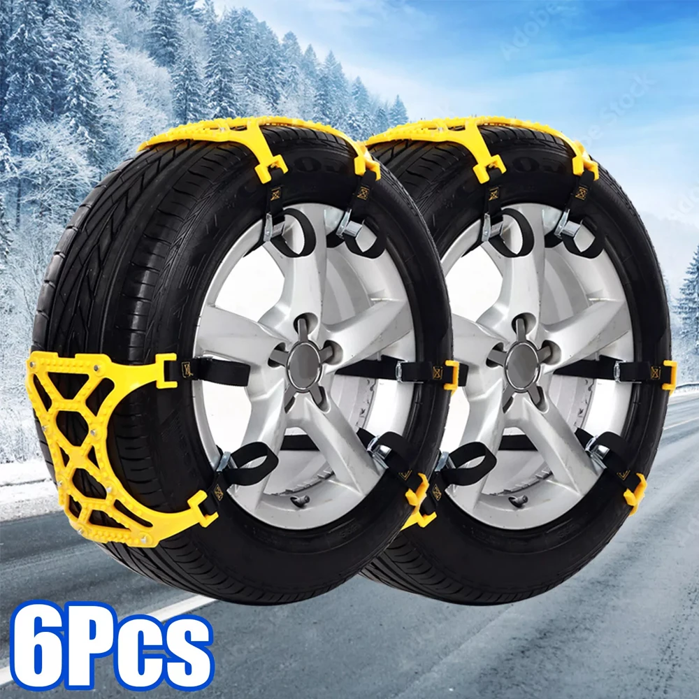 3/6PCS Winter Car Snow Chain Antiskid Car Motorcycle Outdoor Snow Tire Emergency Anti-Skid Tyre Chains Auto Emergency Accessorie