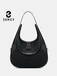 Zency New 2024 Simple Underarm Bag For Women Soft Two Layer Cow Leather Hobo Shoulder Bag Gift Handbag For Wife Lover Girlfriend