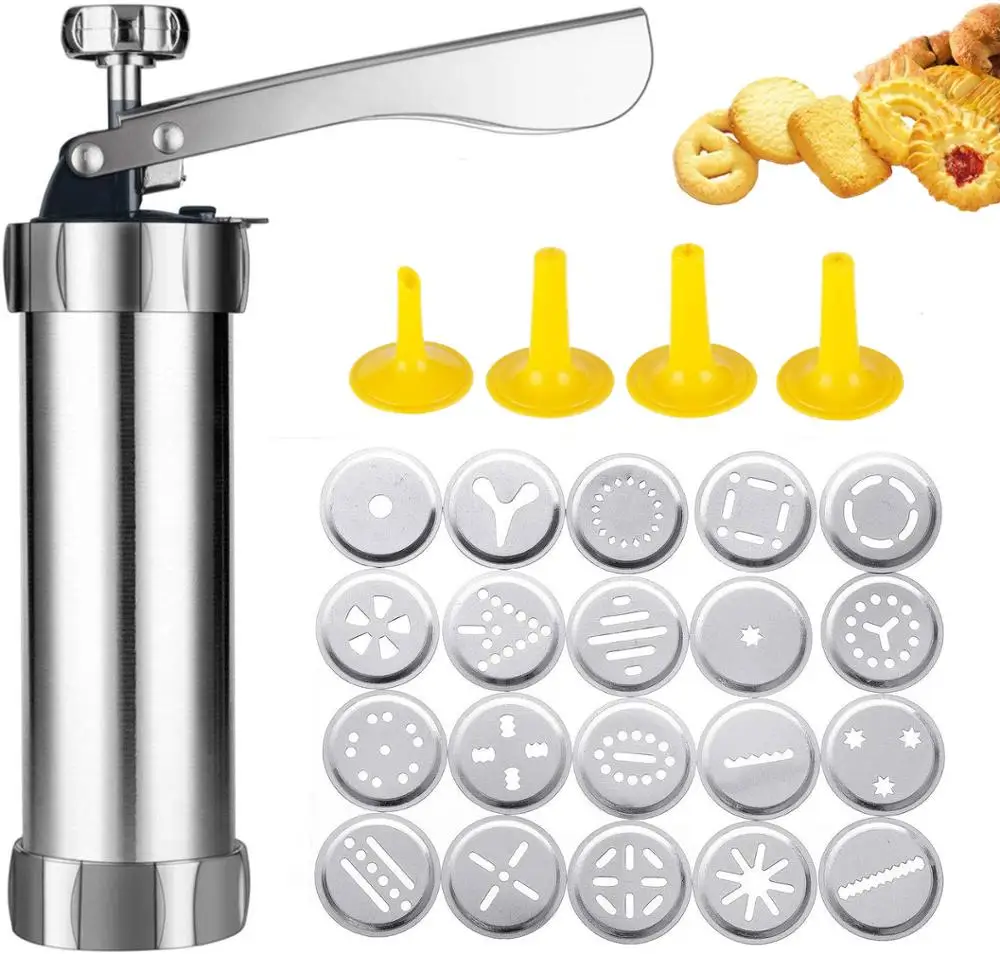 Cookie Press Stainless Steel Biscuit Extruder Press Cookie Gun Baking Kit Machine Set DIY Biscuit Press Maker Baking Tools