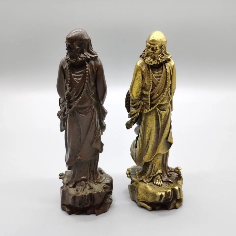 Copper Lucky standing Patriarch Bodhidharma Buddha Statue Buddhist Buddha Statue Office Home Decor Gift for Desk Ornament