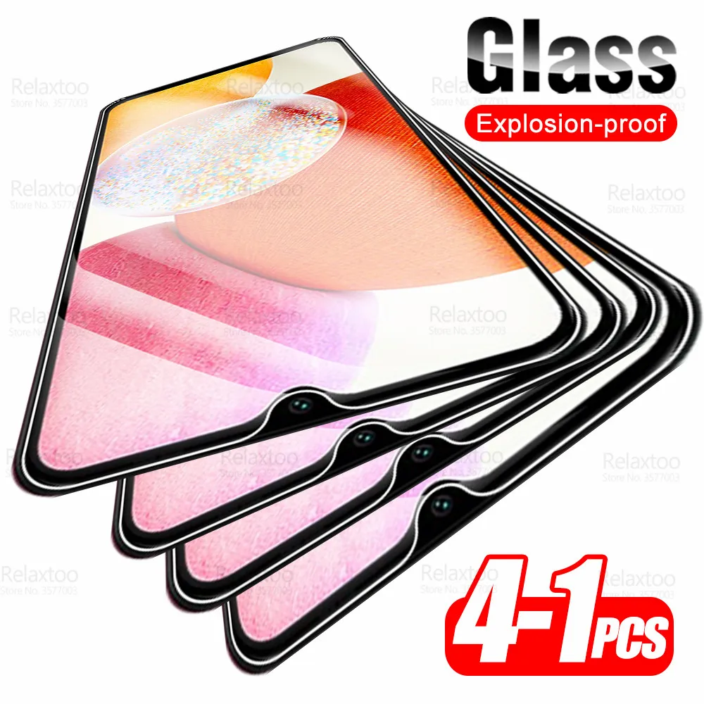 1-4Pcs Full Cover Tempered Glass For Samsung Galaxy A14 4G Screen Protector Samsun A14 A 14 14A A145F 2023 Phone Protective Film