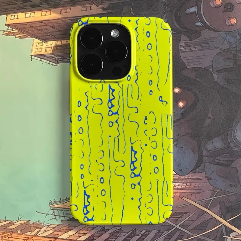 

Blue and Yellow Background Melody Art Phone Case for IPHONE 17 Air 16E 15 PROMAX 14 16 Plus 13 12 MINI 11 XR Acrylic Phone Cover