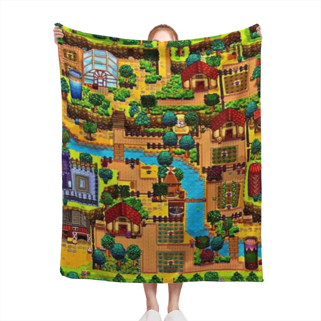 

Stardew valley map Medium Blanket Soft comforter sets throw for Couch Warm Flannel Blankets Bedroom Décor