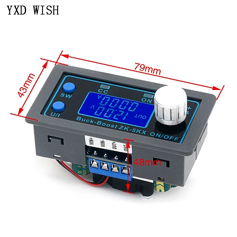 ZK-5KX DC-DC Buck Boost Converter CC CV 0.6-36V 5A 5V 6V 12V 24V Adjustable Regulated Step-Up Step-Down Laboratory Power Supply