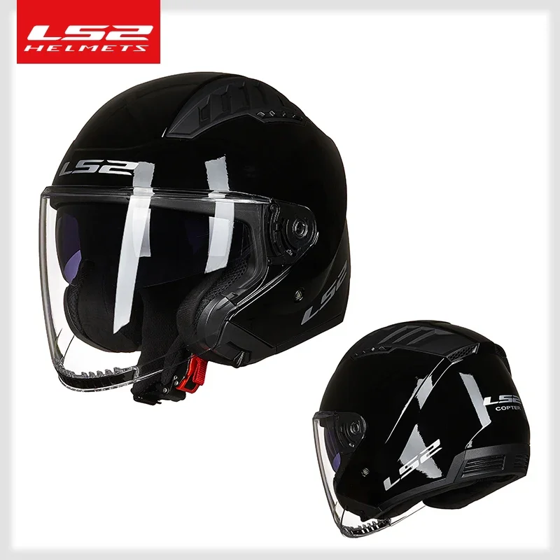 Capacete LS2 of600 Retro Motorcycle Helmet ls2 copter open face Scooter Vintage with Dual Lens helmets casco moto