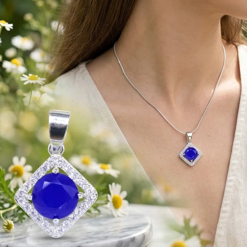 Buy 3 Get 1 Free 26x17mm Romantic Golden Citrine Tourmaline Real Red Ruby Sapphire Real Green Emerald CZ Woman's Silver Pendant