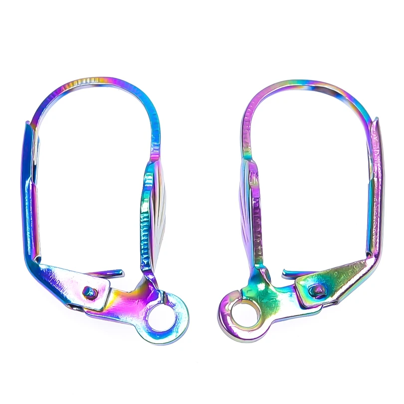 

10pcs/Lot 19mm*12mm Rainbow Color Stainless Steel Earrings Hooks For Earrings DIY Making Material Jewelry Accessories and Parts