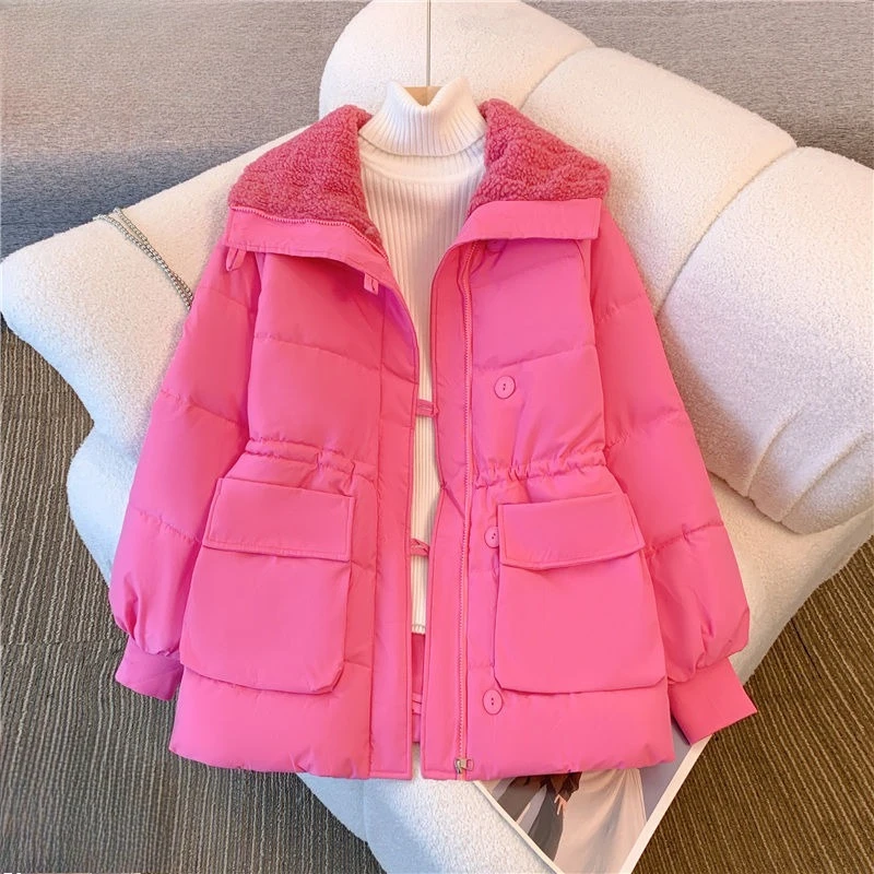 جديد 2025 سترة نسائية من فرو الضأن قطعة واحدة ملابس خارجية شتوية سميكة مع خصر برباط عصري #4