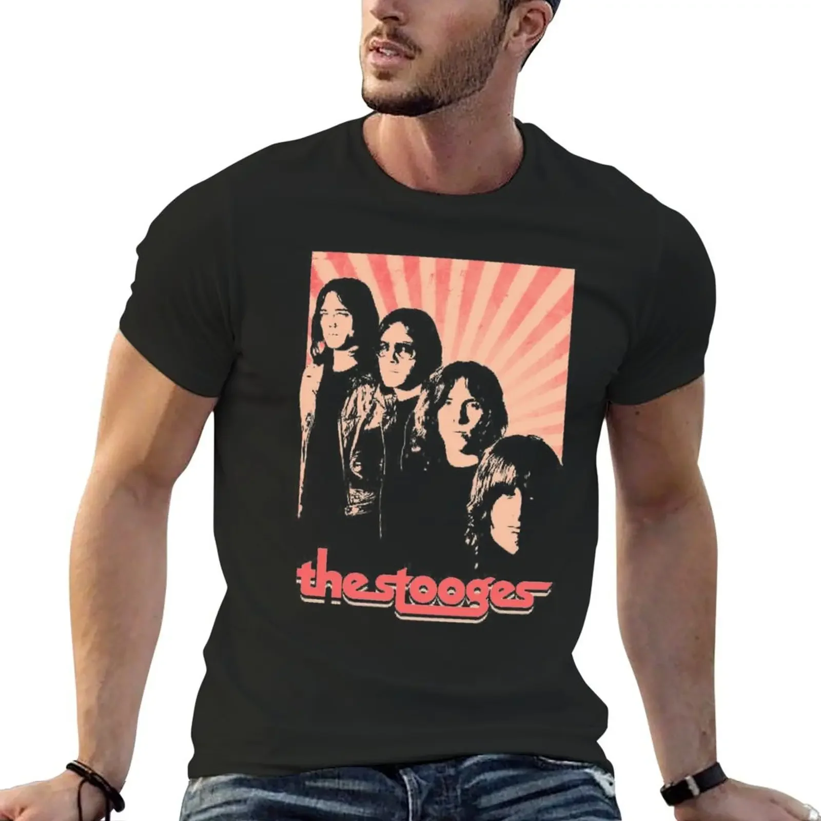 ??? the stooges 1970s ??? T-shirt oversizeds plus sizes mens t shirt