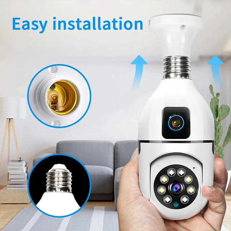 

4MP UHD V380Pro/Yoosee APP Dual Lens E27 Полноцветная беспроводная PTZ IP-купольная камера AI Humanoid Security CCTV Радионяня