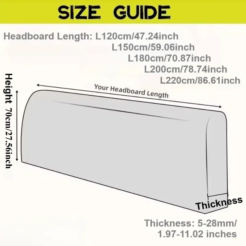 1PC All-inclusive Elastic Soft Jacquard Headboard Cover Multi-size Removable Backrest Cover All-Season Bedside Cover for Bedroom