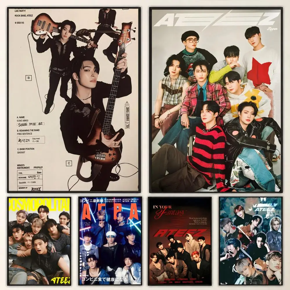 ATEEZ KPOP Boy Band Idol Concert Album Music Fan Gifts Poster Aesthetic Art Print for Bedroom & Living Room Decor, Unframed