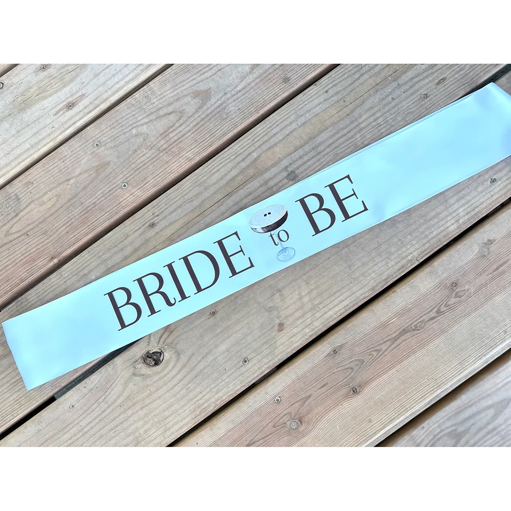 

Bride To Be Sash Espresso Martini Bachelorette White Sash Martini Themed Party Bridal Shower Gift Engaged Wedding Decoration