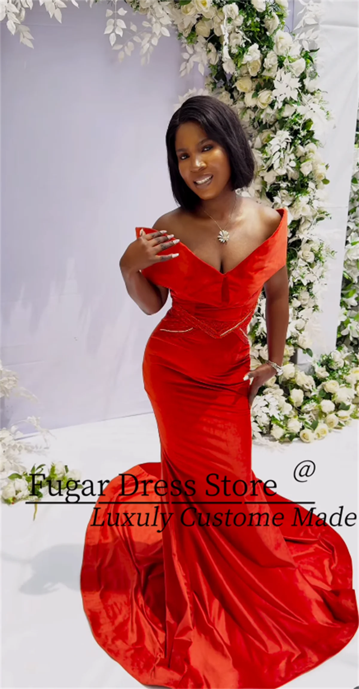 

Customized Sexy Mermaid Prom Dresses Off-shoulder Beaded Fashion Mop The Floor Evening Party Gowns vestidos de fiesta elegantes