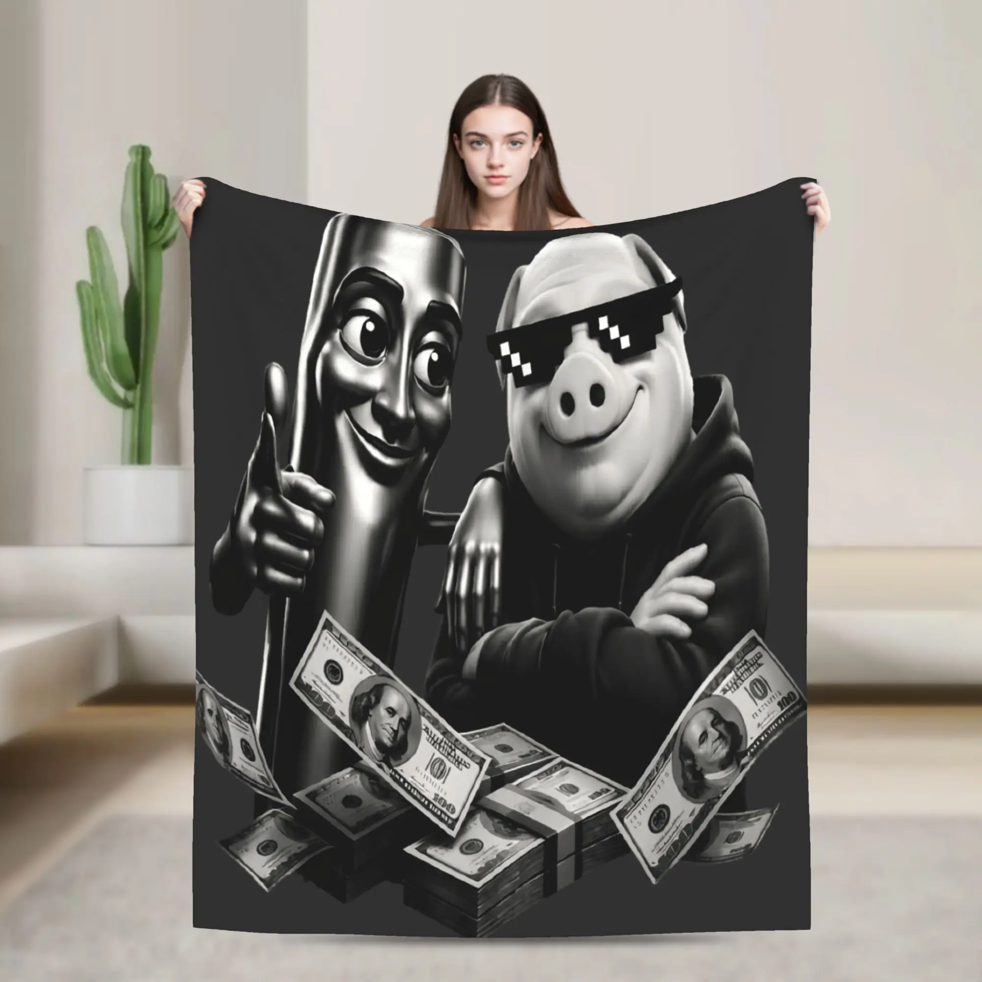 John Pork Tung Sahur Brainrot Meme Blanket Quality Warm Soft  Throw Blanket Autumn Plane Travel Outdoor Funny Bedspread