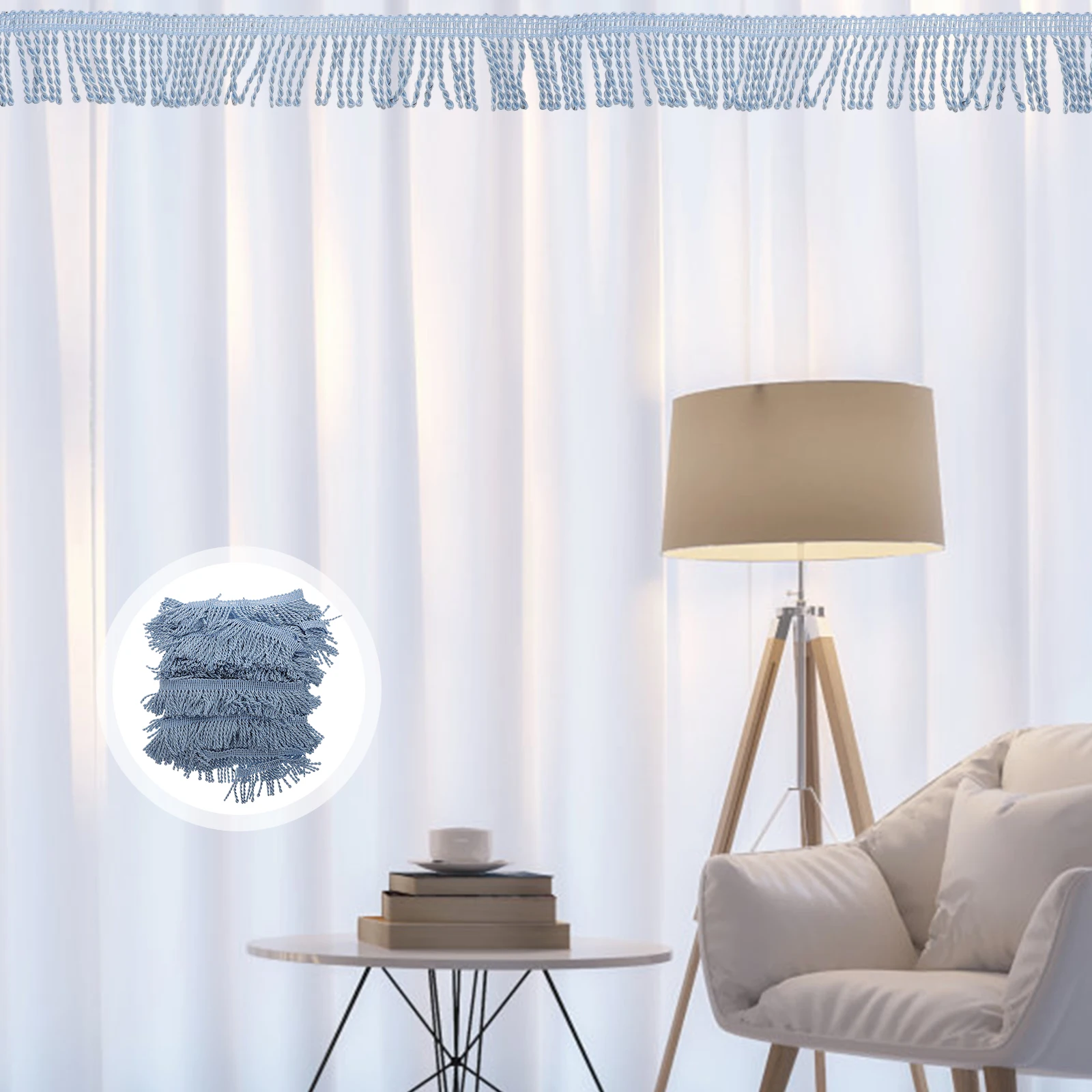 

Curtain Tassel Trim Fringed Strip Polyester Silk Decorative Accessory for Home DIY Projects Fringed Trim Curtain Tassel