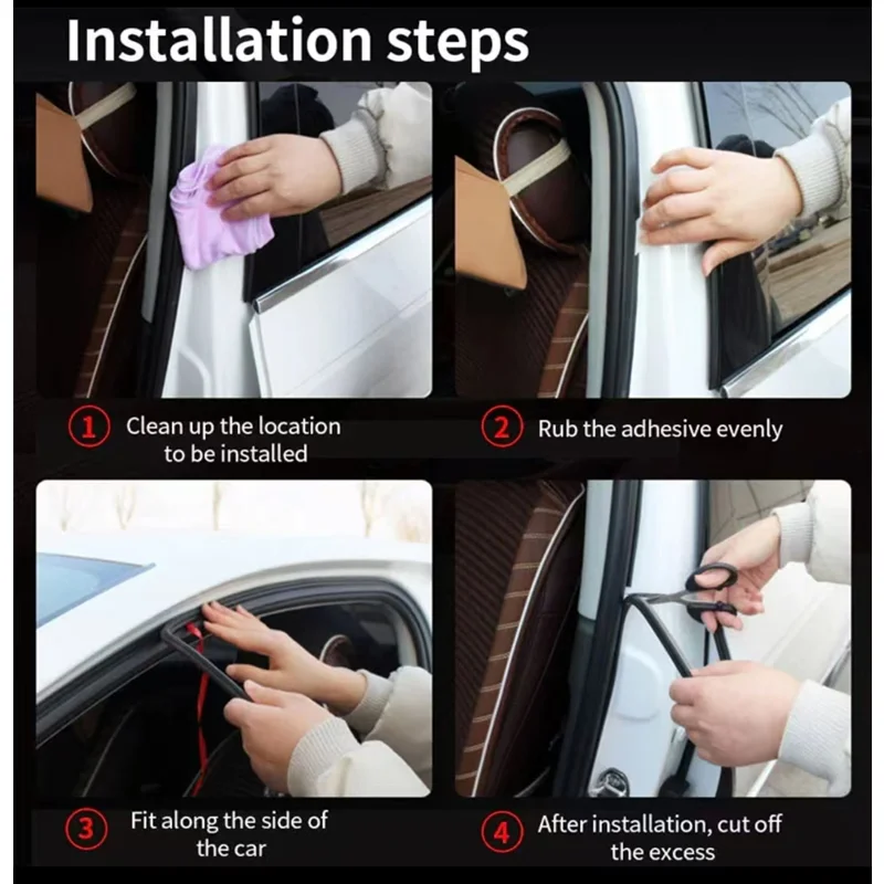 Car Door Seal Strip Rubber Double-layer Thickened Sealing Protector Soundproof Waterproof Weather Strips for Car Door Hood Trunk view 5