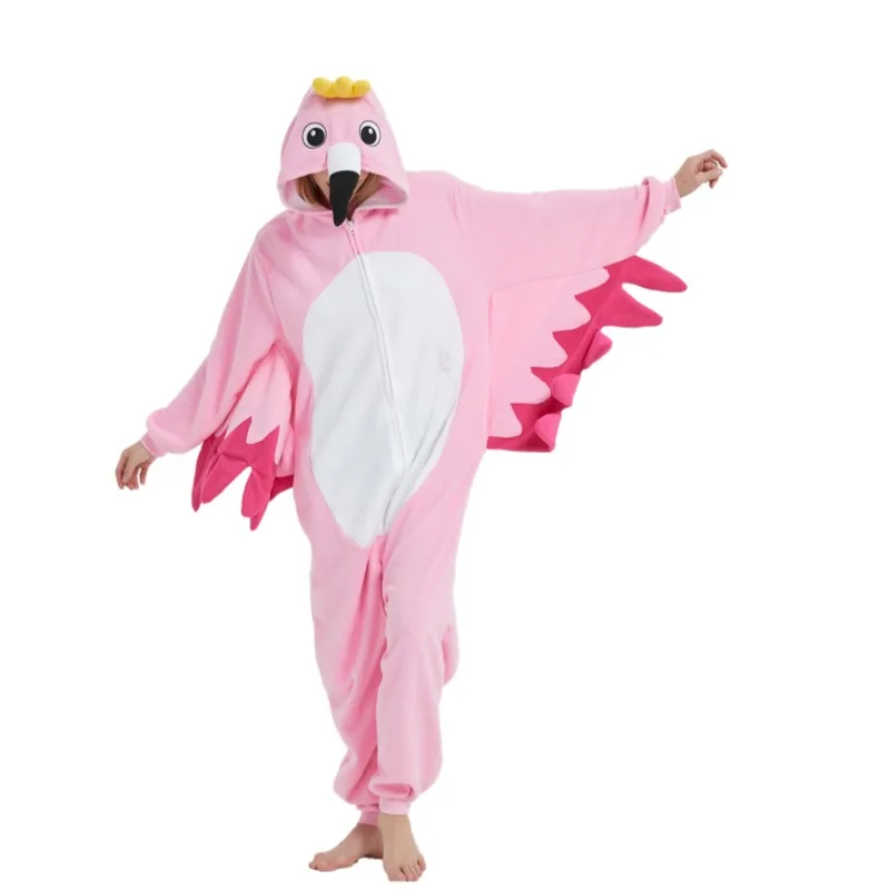 Zipper Flamingo Cosplay Costume Christms Cartoon Onesies Costume Women Adults Kids Halloween  Kigurumi Anime Mascot For Party view 4