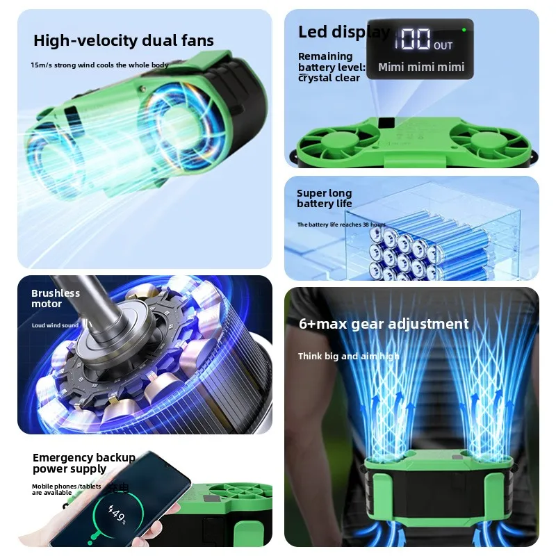 Hanging waist fan portable clip waist cooling high temperature room outdoor cooling artifact