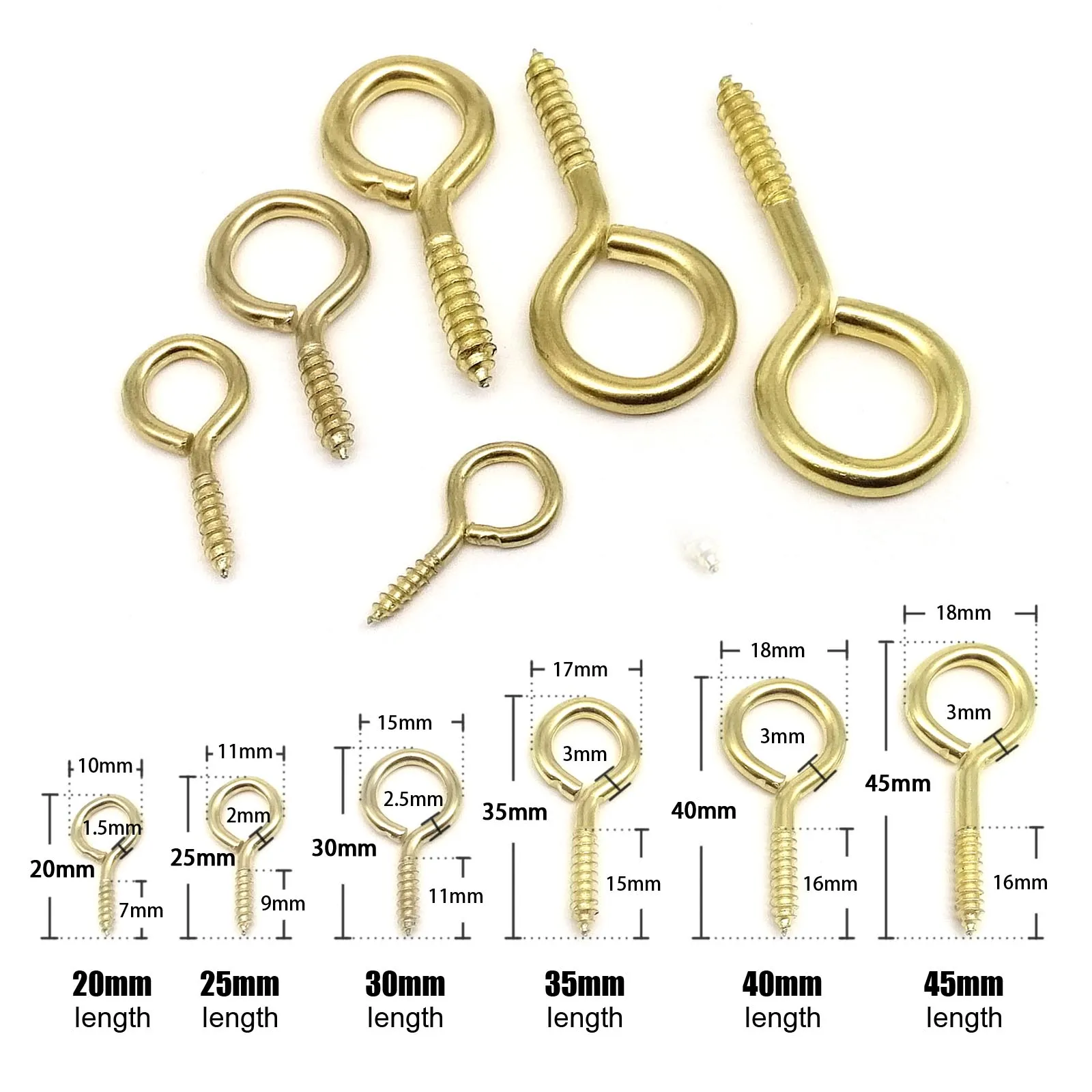 25 Stück Golden Picture Photo Frame Lamp Light Cabinet Plant Curtain Net Wire Eye Bolt Eyebolt Screw in Hanger O L C Cup Hook Clasp – Detail 3