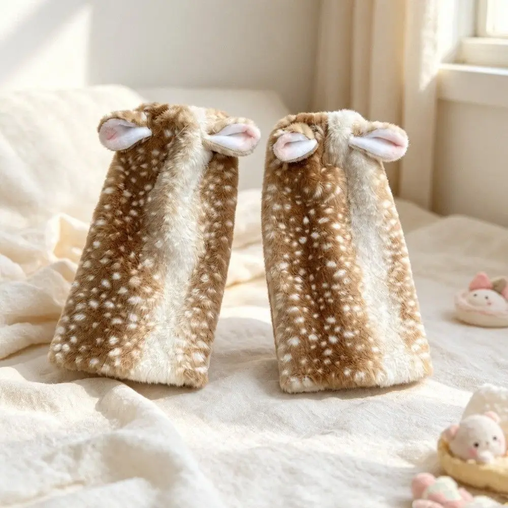 Soft Thickened Deer Ear Leg Warmers High Tube Versatile Boot Covers Fawn Print Socks For Women