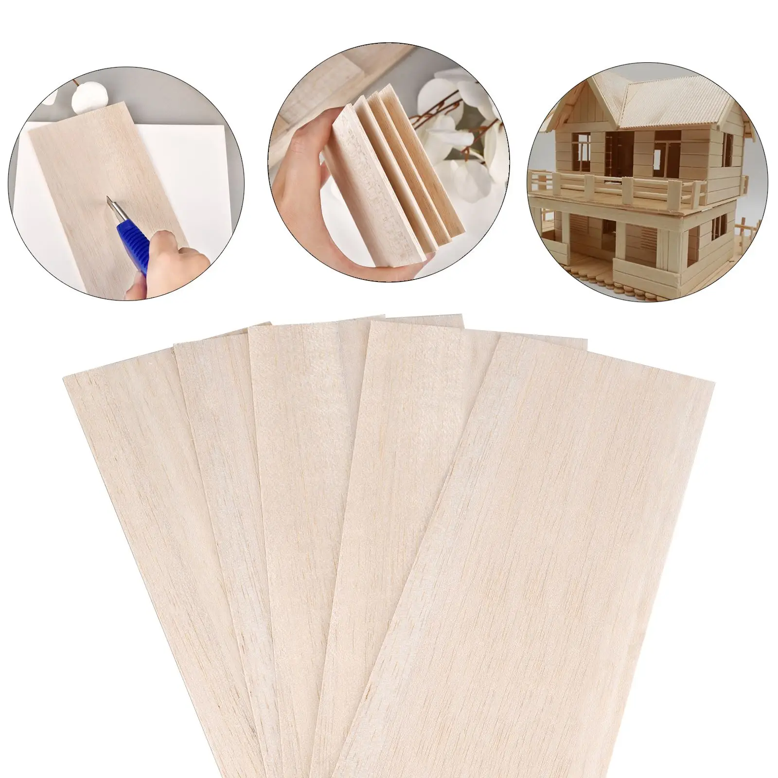 1/1.5/2/3mm 5PCS Lightweight Craft Board Model Toys Building Carving Handicraft Educational DIY Accessories DIY Balsa Wood Chips