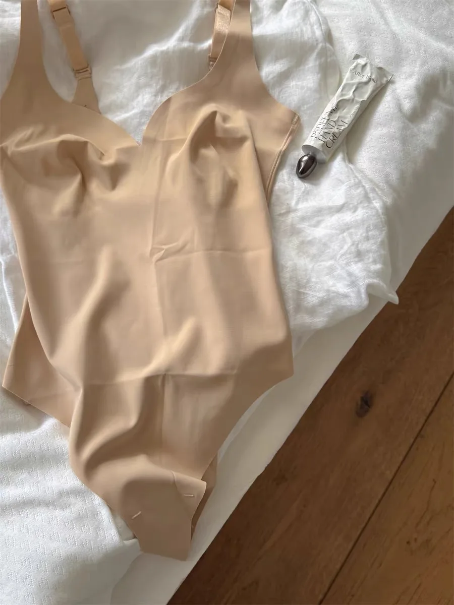 Nahtloser Shapewear-Bodysuit für Damen, Einfarbiger Ultra-Dünner U-Back Bodysuit, Hochelastisches Schlankmachendes Unterhemd, Einteilige Unterwäsche, Neu – Detail 3