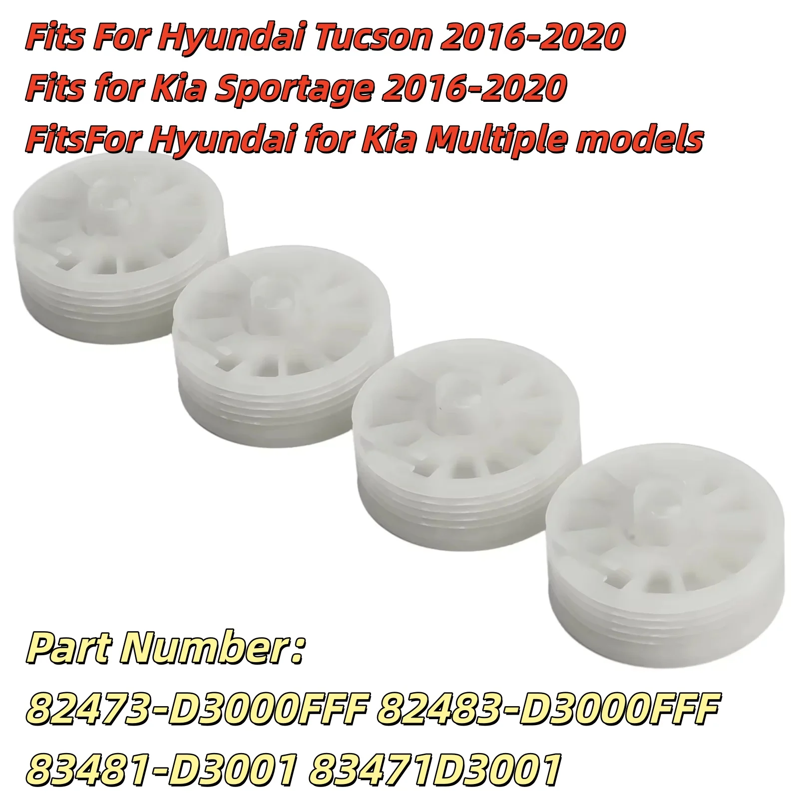 4PCS For Hyundai Tucson 2016-2020 For Kia Sportage 2016-2020 For Kia Multiple Models Glass Regulator Sprocket Spool Gear