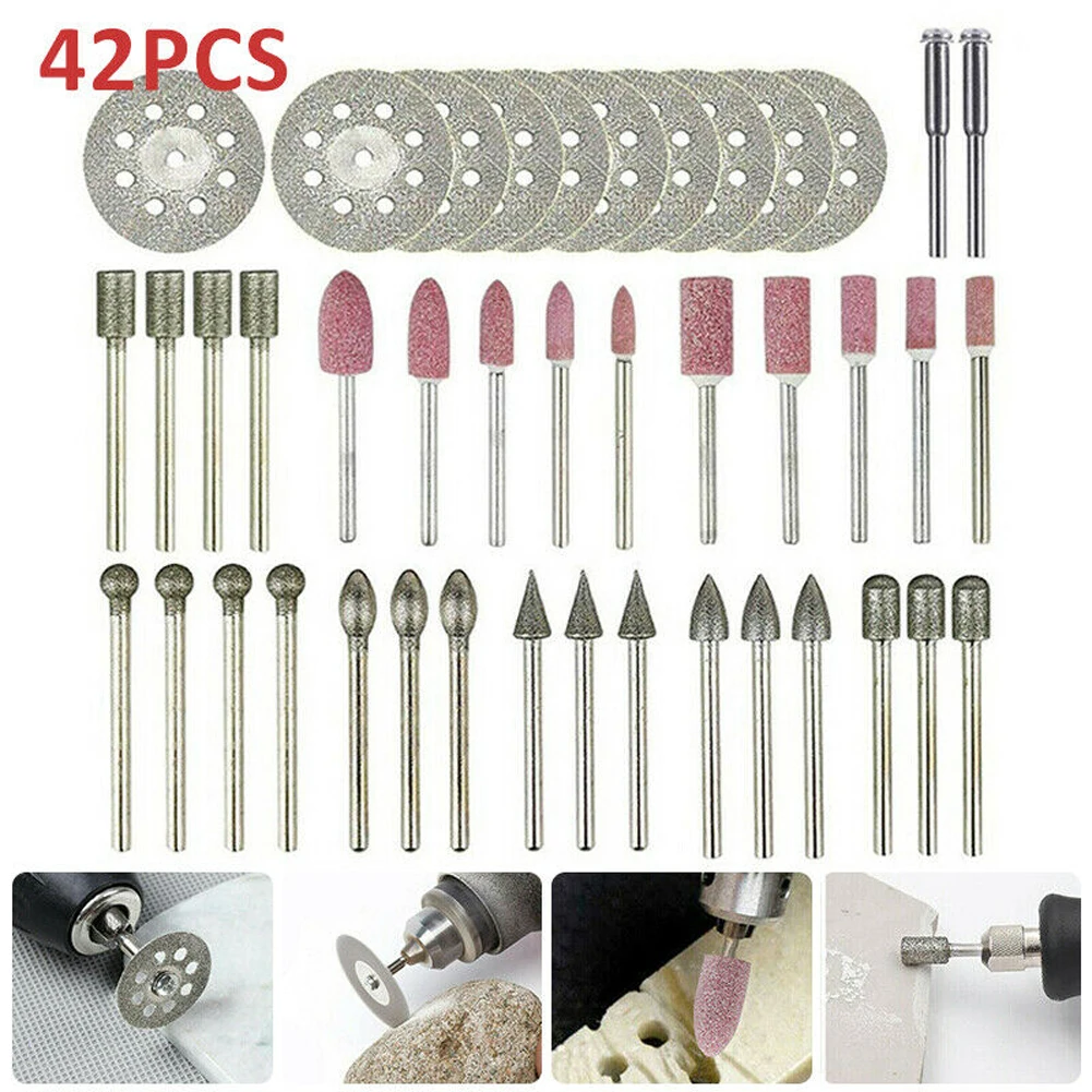 

42pcs Diamond Grinding Cutting Carving Bit Rotary Tool Set For Stone Tile Glass Diamond Grinding Cutting Engraving Drill Bit Set