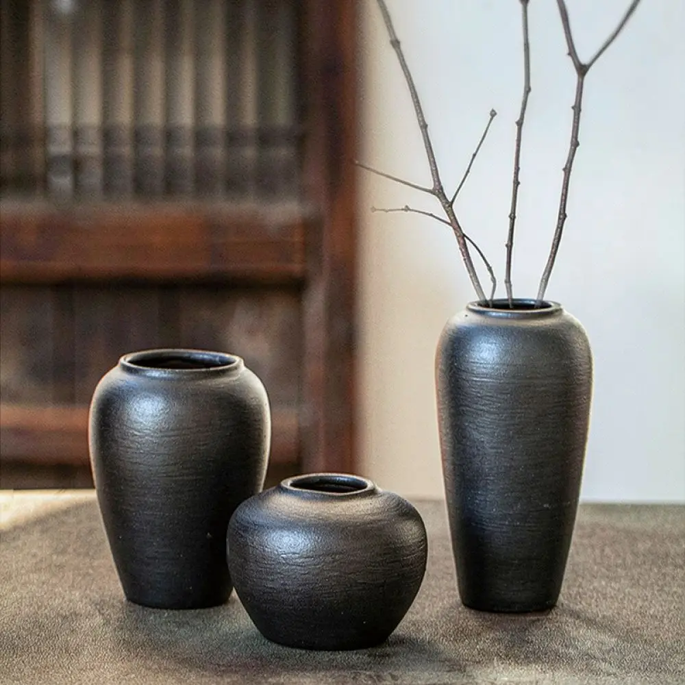 Modern Ceramic Vase Trio Set Nordic Home Decor Artistic Tabletop Ornament Floral Container Craft For Office Desk