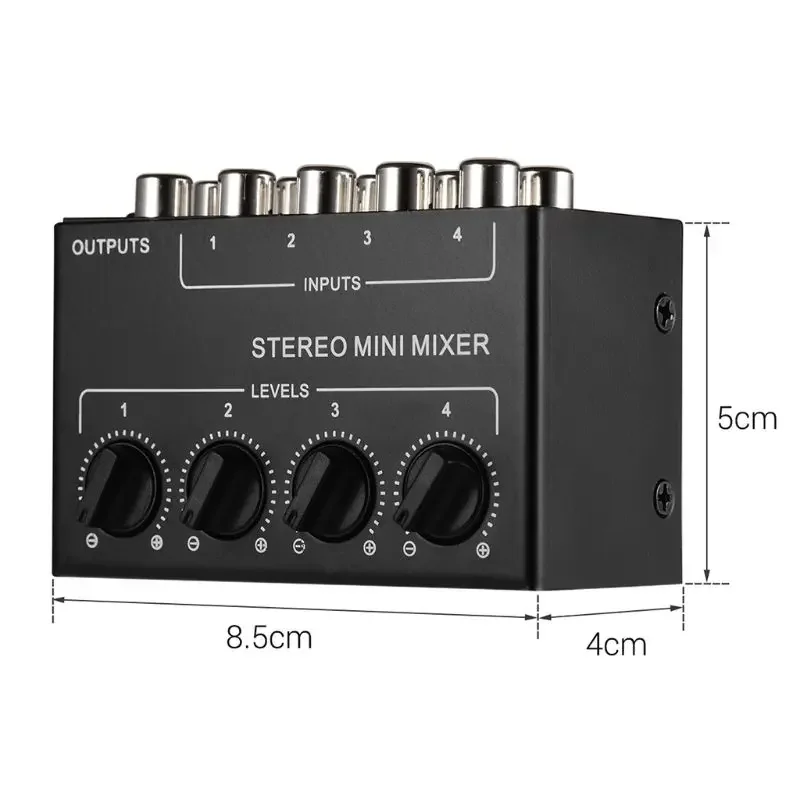 Mini Passive Stereo  Rca 4-Channel Passive Mixer Small Mixer Mixer Stereo Dispenser for Live Studi-o